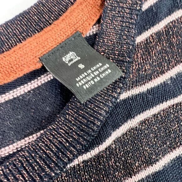 Scotch & Soda Sweater Women's Small Striped Lurex Black & Purple Knit Pullover - Picture 4 of 9